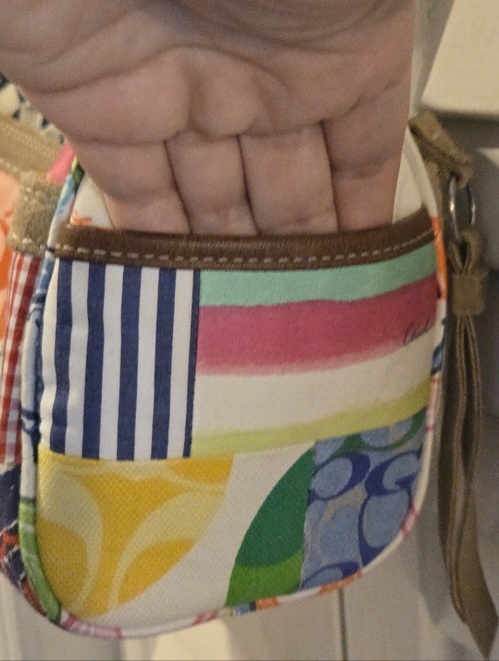 Coach 10457 Hamptons Scribble Multicolor Patchwork Barrel Bag Y2K Shoulder Purse - Picture 6 of 13